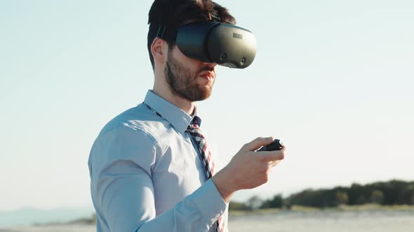 Businessman with Augmented Reality Viewer