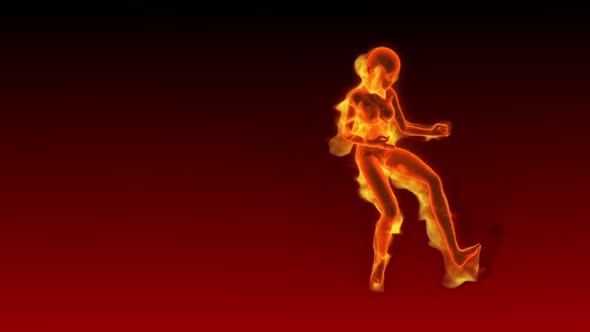 Fiery 3D Girl Hot Dance  Looped on Red