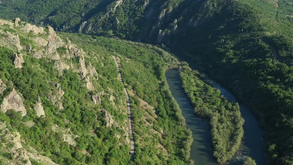 Flight Over The River Arda Around The City Of Madjarojo In Bulgaria, Europe 1