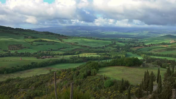 Tuscany Panorama with Farmland Hill Fields