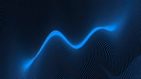 Abstract blue digital particle wave tech background