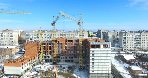 Construction Crane and Skyscraper