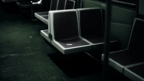 Inside of New York Subway Empty Car