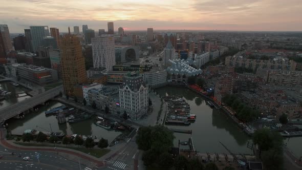 Rotterdam Aerial View at Sunset