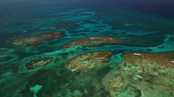 Belize Barrier Reef Caribbean Ocean Aerial Shot 