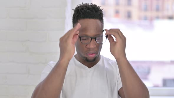 Portrait of Stressed Casual African Man Having Headache 