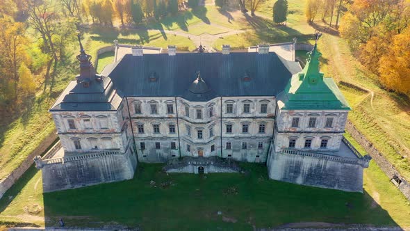 Aerial View of Haunted Castle of Pidhirtsi, Ukraine