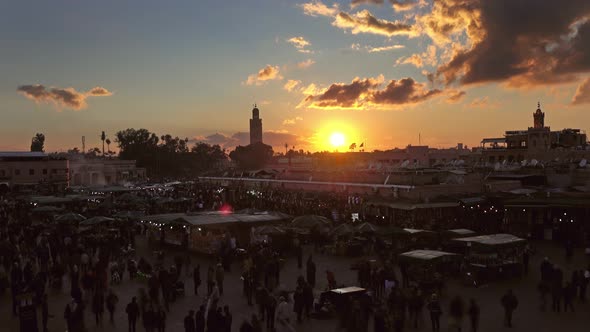 Jemaa El Fna Square Crowded at Sunset, Marrakesh