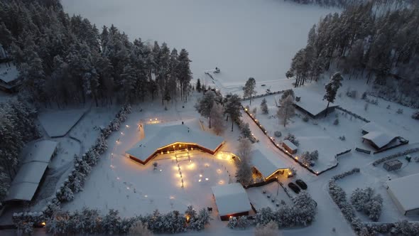 Beautiful Winter View of a House with Lots of Lights