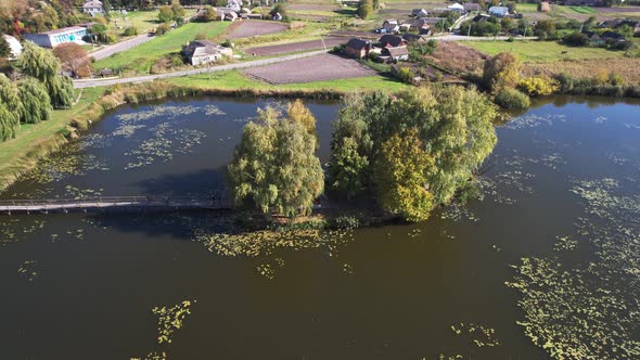 Hunting Lodge on a Small Island in the Middle of the Lake