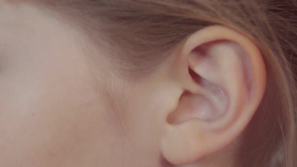 Ear of a Child 8 Years Old Closeup
