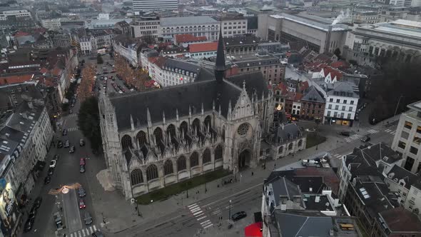 Church our lady victories at sablon in Brussels, aerial