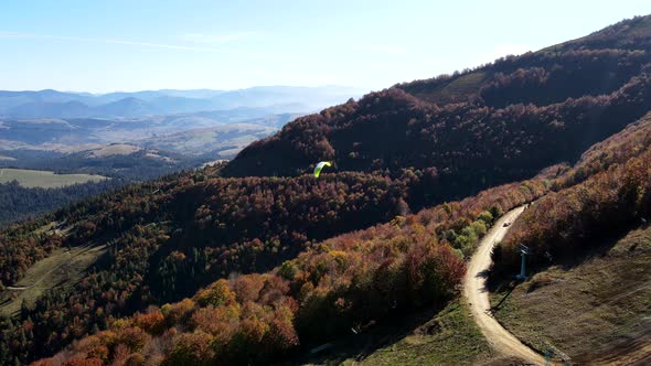 Aerial Landscape View of Autumn Carpathian Mountains