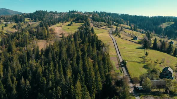 Aerial of Flying Morning in Highlands