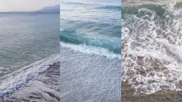 Three in One Vertical Video of the Sea Near the Shore