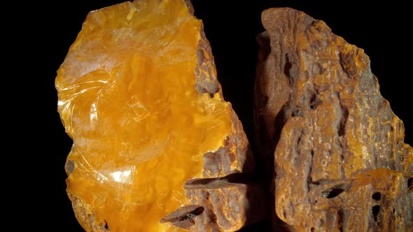 Transparent Yellow Amber Stone Pieces with Brown Dirt