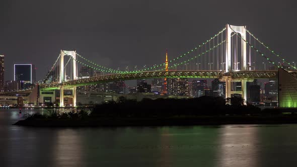 Rainbow Bridge Tokyo Night Cityscape Background