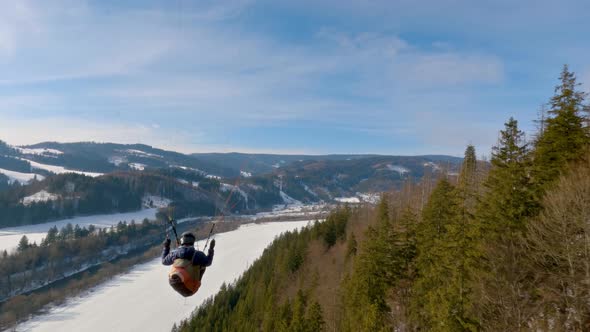 Proximity Paragliding Fly above Forest Freedom Action Adrenaline