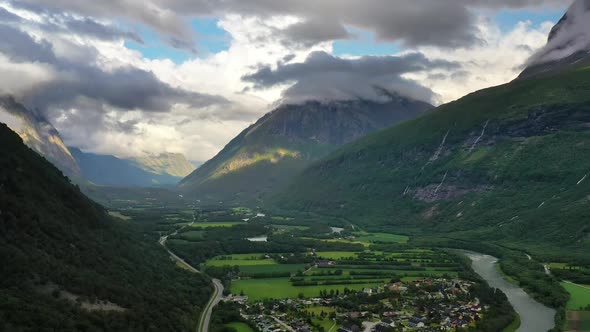 Village of Sunndalsora Lies at the Mouth of the River Driva