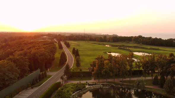 Evening Landscape of Countryside Road