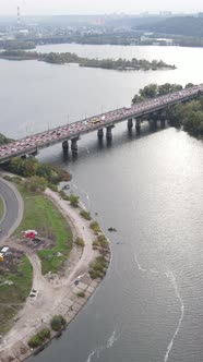 Vertical Video Aerial View of the Dnipro River  the Main River of Ukraine