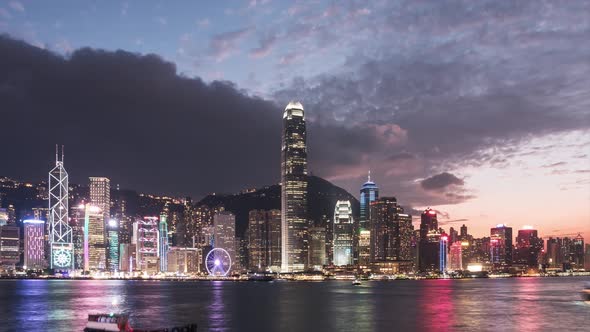 Hong Kong Night Skyline Time Lapse