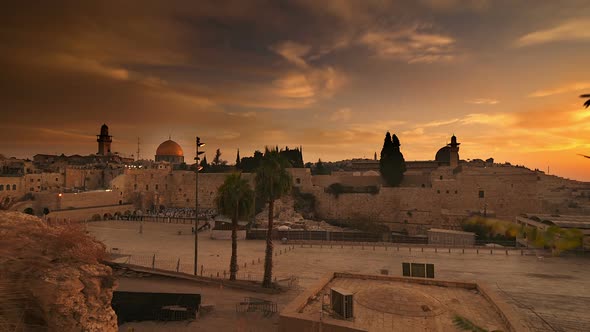 Time lapse of sunrise over Old Jerusalem