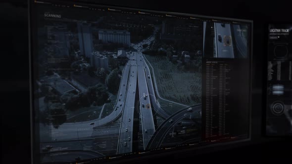 High Tech Futuristic Spy Tech Established Surveillance On Road To Prevent Crimes alt