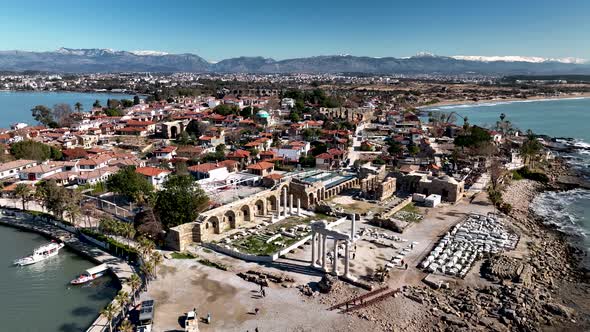 Aerial Footage of the Antique City Side, Turkey 4 K