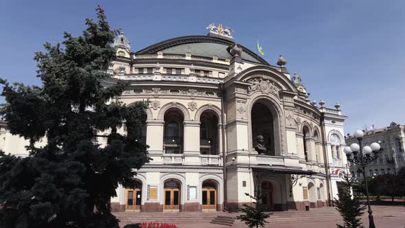 Kyiv. Ukraine: National Opera of Ukraine. Aerial View, Slow Motion