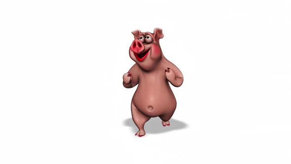 Cartoon 3D Pig Dance  Looped on White