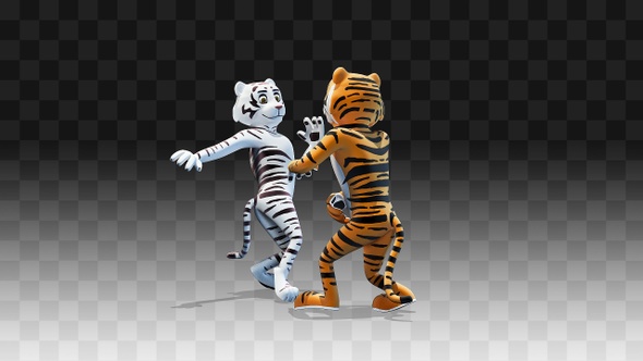 Tiger and tigress dancing salsa tigress view