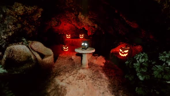 Cave, Skull and Pumpkins