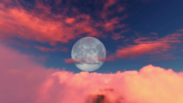 Fly Though Clouds With Moon