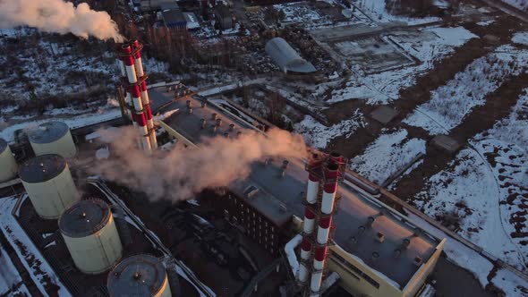 Shooting with a Drone with Water Pipes with Smoke Steam