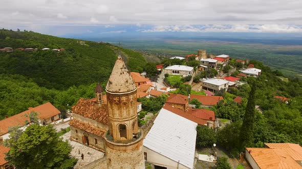 View of Ancient Belfry at St George Church in Sighnaghi Town, Touristic Place