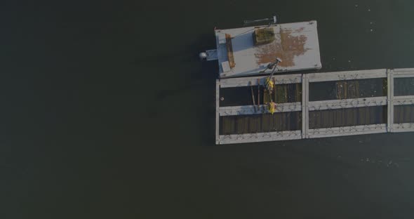 Top Down Panning Shot Lobster Farm Raising in Bay