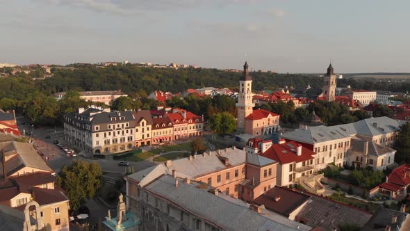 Aerial View of City Center of KamenetsPodolsky in Ukraine