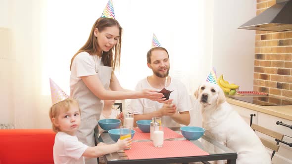 Beautiful Happy Family Celebrating Birthday