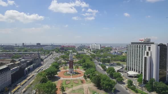 Aerial Drone Scene of Tower Monumental in Buenos Aires - Argentina.