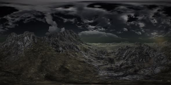 VR 360 Huge Dark Clouds Over Scottish Highlands