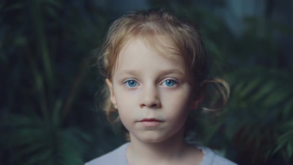 Portrait of a Little Girl of European Appearance. Age 5 Years