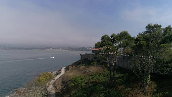 Baiona Ancient Fortress Spain Aerial View