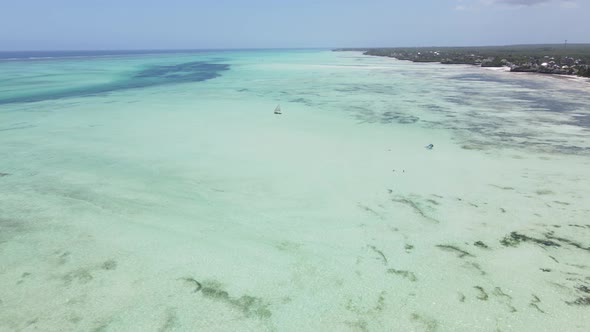 View From a Height of the Indian Ocean Near the Coast of Zanzibar Tanzania