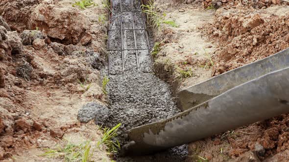 Current Cement Filling the Foundation of a Residential House