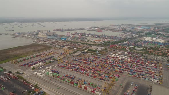 Cargo and Passenger Seaport in Surabaya, Java, Indonesia