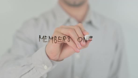 Members Only Writing on Screen with Hand