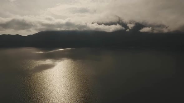 Lake and Volcano at Sunrise Batur