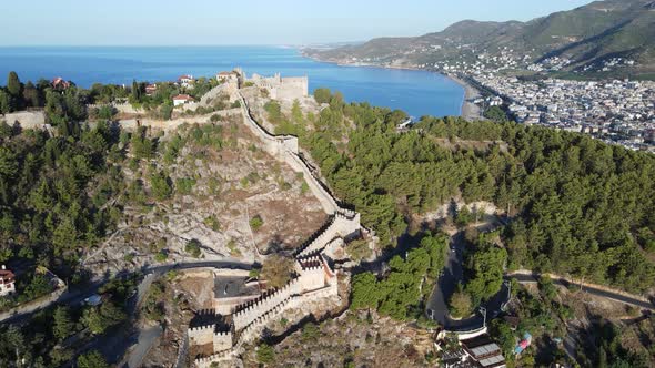 Alanya Castle - Alanya Kalesi Aerial View. Turkey