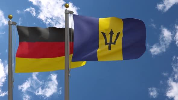 Germany Flag Vs Barbados On Flagpole